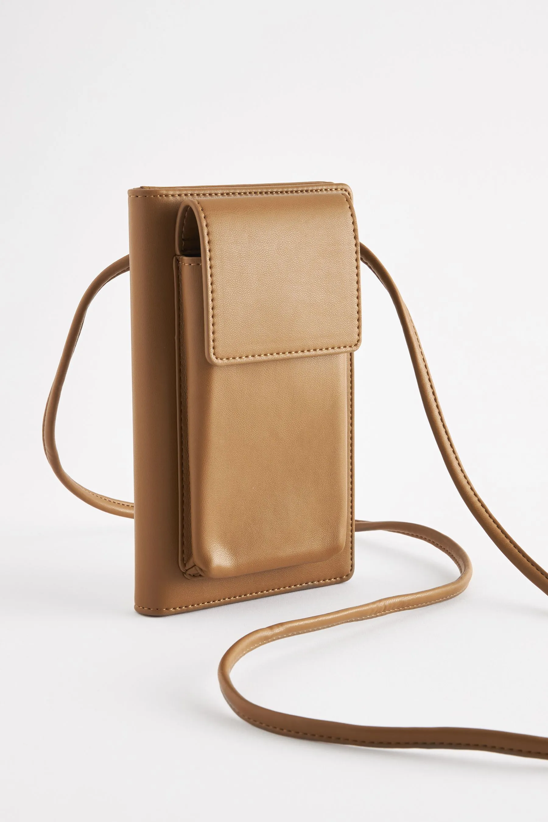 Marrone chiaro   - Borsa a tracolla con portacellulare